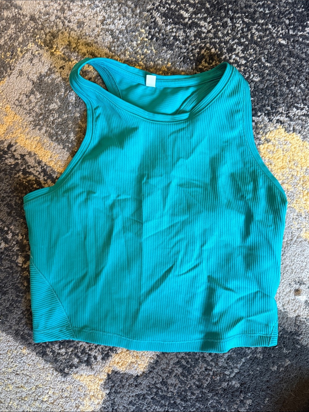 Amazon Women's Teal Ribbed Crop Tank Top